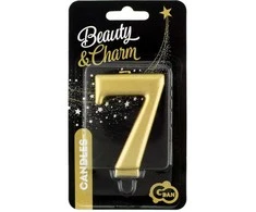 GoDan Žvakė numeris 7, metalinis auksas, 8,0 cm PF-SCZ7
