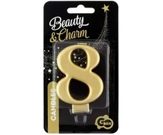 GoDan Žvakė numeris 8, metalinis auksas, 8,0 cm PF-SCZ8