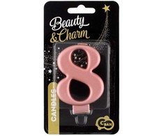 GoDan Świeczka urodzinowa "8" rožinė-auksinė 8cm