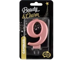 GoDan gimtadienio žvakė "9" rožinio aukso 8cm