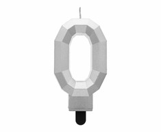 GoDan 0 numerio žvakė - Deimantas, metalinis sidabras, 7,6 cm