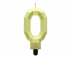 GoDan žvakė numeris 0 - deimantas, metalinė auksinė, 7,6 cm