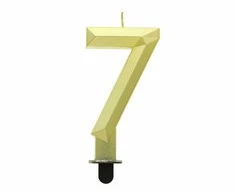 Gimtadienio žvakė numeris 7 deimantinė metalinė auksinė Party GODAN PF-SDZ7
