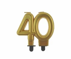 Gimtadienio žvakė numeris 40 metalinė auksinė Party GODAN PF-SCZ40
