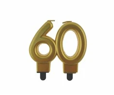 GoDan ŚWIECZKA cyfra 60 metalik auksinė 8 cm