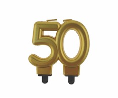 GoDan ŚWIECZKA cyfra 50 metalik auksinė 8 cm