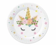 Popierinė lėkštė 18 cm Unicorn, pakuotėje 6 vnt., Party GODAN PW-TJD7