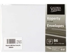ARGO Dekoratyviniai vokai Galeri Papieru B6 Pearl baltas K, 150g/m2, 10 vnt/pak