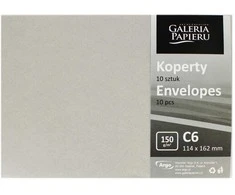 Galeria Papieru Vokai Galeri Papieru, C6, šviesiai sidabrinės spalvos, 114x162mm, 150 g/m2, 10 vnt./pak.