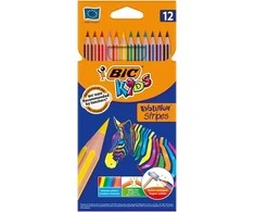Spalvotieji pieštukai Bic Evolution Stripes, 12 vnt.