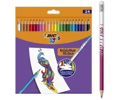 BIC Spalvoti pieštukai su trintuku Kids Evolution Illusion 24 spalvų rinkinys