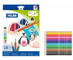 Trikampiai pieštukai 18 spalvų Milan