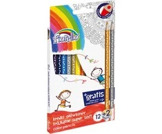 Grand Spalvoti tribriauniai pieštukai SUPER SOFT, Fiorello, 12+2 sp.