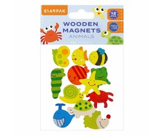 Magnesy drewniane Zwierzątka 12 vnt Starpak 528370