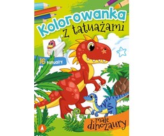 Skrzat Wydawnictwo Skrzat Leprikono spalvinimo puslapis su vyriškais dino tatuiruotėmis