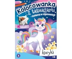 Dažymo puslapis A5 Spalvinimo knygelė su tatuiruotėmis šviečia tamsoje Poniai SKRZAT 077087 SK