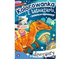 Dažymo puslapis A5 Spalvinimo knygelė su tatuiruotėmis šviečia tamsoje Dinozaurai SKRZAT 076103 SK