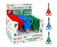 Starpak Saugios mokyklinės žirklės 13 cm su liniuote, apvaliais galiukais