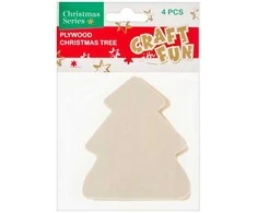 Craft With Fun Kalėdinė dekoracija iš medžio EGLĖ, 4vnt