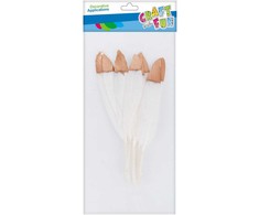 Craft With Fun Dekoratyvinės plunksnos baltos/auksinės 10-15cm, 8 vnt.