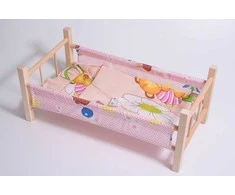 Malimas Medinė lova lėlėms 50 cm + patalynė