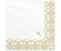 Party Deco PartyDeco Komunijos servetėlės su ornamentu, 33x33cm, auksinė
