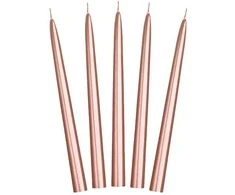 Party Deco Ilgos didelės žvakės 24cm 10vnt rausvai auksinės