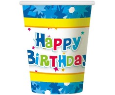 Popierinis puodelis 270 ml Happy Birthday mėlynas GODAN