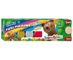 ST. MAJEWSKI Plakatų dažai 12 spalvų 20 ml auksinė ir sidabrinė Bambino MAJEWSKI 001581