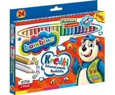 St. Majewski BAMBINO Pieštukai mediniame rėmelyje 24 spalvos + galąstuvas