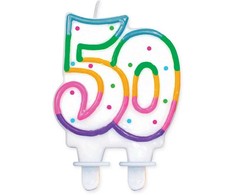 GoDan skaičių žvakė „50“ su taškeliais (8 cm)