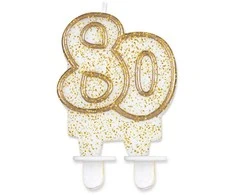 Gimtadienio žvakė numeris 80 blizgantis GODAN
