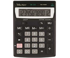 Men's Vector Vector KAV DK-222 office skaičiuotuvas, 12 digits, 103 x 137 mm, juodas