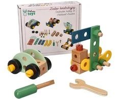 Adam Toys Medinis vaikų konstruktoriaus rinkinys su įrankiais, lavinantis kūrybiškumą, nuo 3 metų, rudas