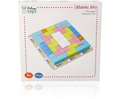 Adam Toys Medinė logikos žaidimo dėlionė Tetris su 18 spalvotų kaladėlių ir užduočių kortelėmis, vaikams nuo 3 metų