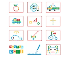 Magnetinė piešimo lenta MagPad Dots vaikams nuo 3 metų, lavina smulkiąją motoriką, raudona