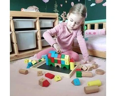 Medinė magnetinė WABI PAD dėklas kūrybiniam žaidimui su kaladėlėmis, vaikams nuo 3 metų