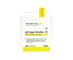 Herbavel Maisto papildas Ginkmedžio ekstraktas + B kompleksas, 90 kapsulių