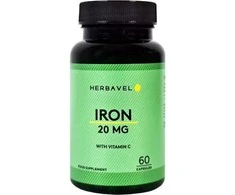 Maisto papildas Herbavel Iron (su vitaminu C), 60 kapsulių