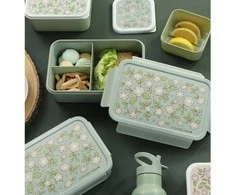 A Little Lovely Bento vaikiška priešpiečių dėžutė ‘Žiedai’ žalia