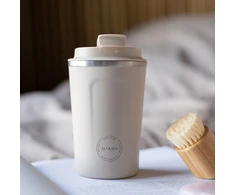 CREAM AYA&amp;IDA Nerūdijančio plieno kelioninis puodelis 'Kreminis rusvai gelsvas' - 380 ml