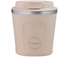 CREAM AYA&amp;IDA Nerūdijančio plieno kelioninis puodelis 'Kreminis rusvai gelsvas' - 240 ml
