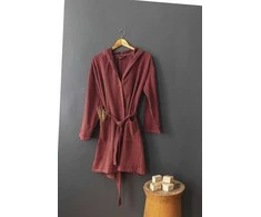 Issimo 'Milena Burgundy' Medvilnės moteriškas chalatas - L/XL