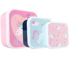 Vaikiškų priešpiečių dėžučių rinkinys Pret Eat Drink Repeat Unicorn 3vnt