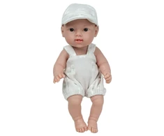 Arias lėlė kūdikėlis su smėlinės spalvos nešykle, 26 cm