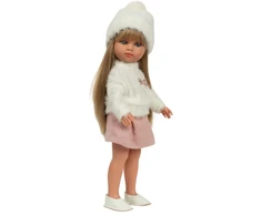 Arias lėlė mergaitė Carlota pūkuotu megztiniu, 36 cm