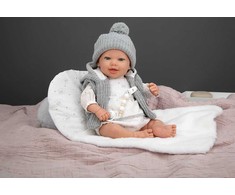 Arias Reborn kūdikėlis su pilkais rūbeliais, Daniela, 45 cm