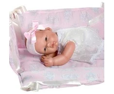 Lėlė kūdikėlis Oli su rausva lovyte 30 cm