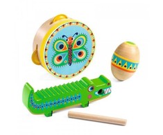 Djeco Animambo Muzikos instrumentų rinkinys: tamburinas, marakasas, guiro ( DJ06031 )