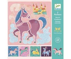 Djeco Piešimo trafaretai - Žirgai (5 vnt.) ( DJ08915 )